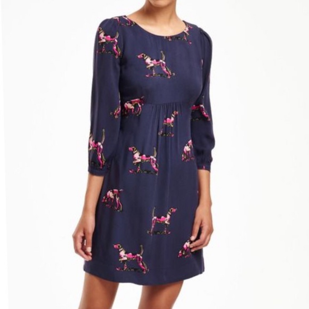 Boden German Pointer Purple Printed Dress